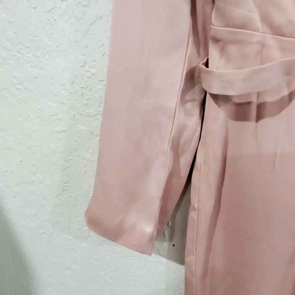 Free People Jumpsuit Womens Sz 8 Mystic Tan Pink Satin Silky Glam Festival Party